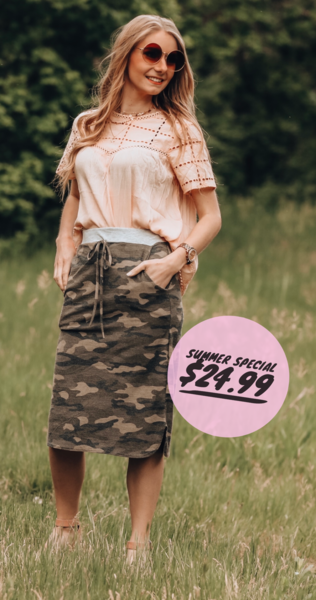 camo drawstring skirt