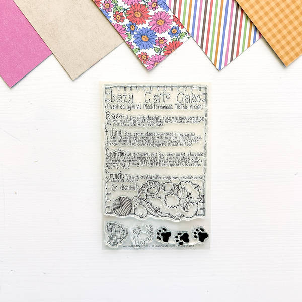 Lazy Cat Cake Recipe Stamp