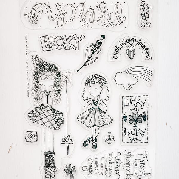 March Calendar Girl Stamp 6x8