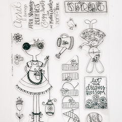 April Calendar Girl Stamp 6x8