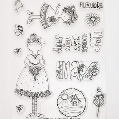 May Calendar Girl Stamp 6x8