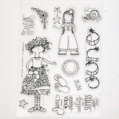 June Calendar Girl Stamp 6x8 