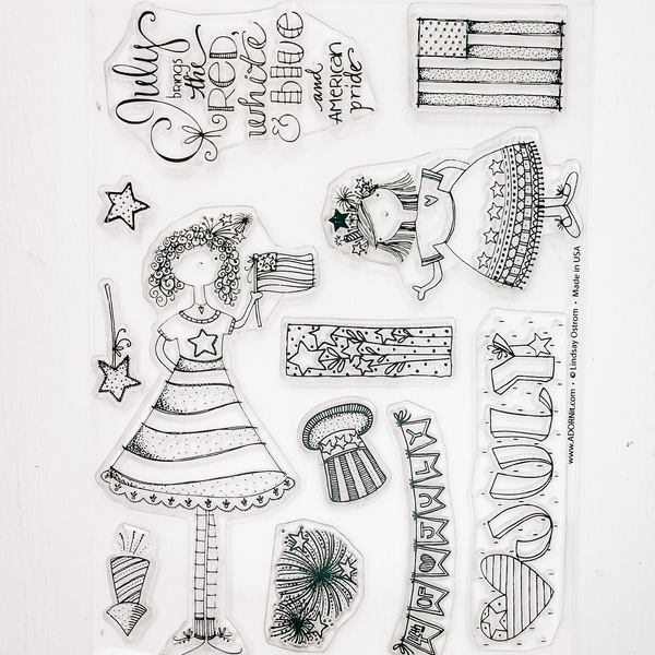 July Calendar Girl Stamp 6x8