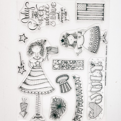 July Calendar Girl Stamp 6x8