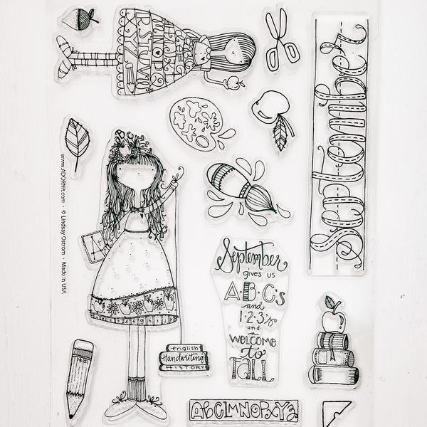 September Calendar Girl Stamp 6x8