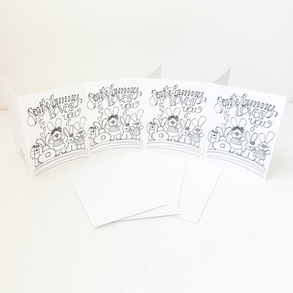 Some Bunny Loves You Greeting Cards & Envelopes (4) 4x5