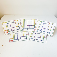 Colored Collage Elements Greeting Cards (5) 5x7