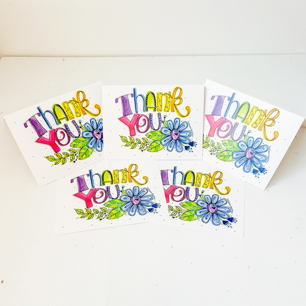 Rainbow Thank You Greeting Cards (5) 5x7
