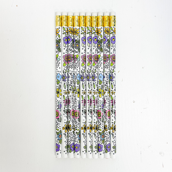 Floral Pencil Pack of 10
