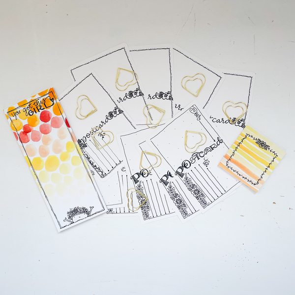 Postcard, Sticky Note, Paperclip Trio