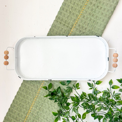 White Tray w/Beaded Handles