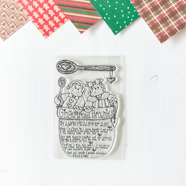 Gingerbread Brownies Recipe Stamp 4x6