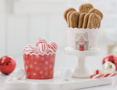 Gingerbread House & Red Snowflake Baking Cups