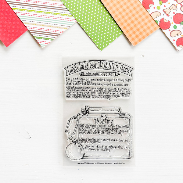Lunch Lady Bars Recipe Stamp 4x6