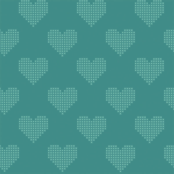 Fabric Cross My Heart Turquoise