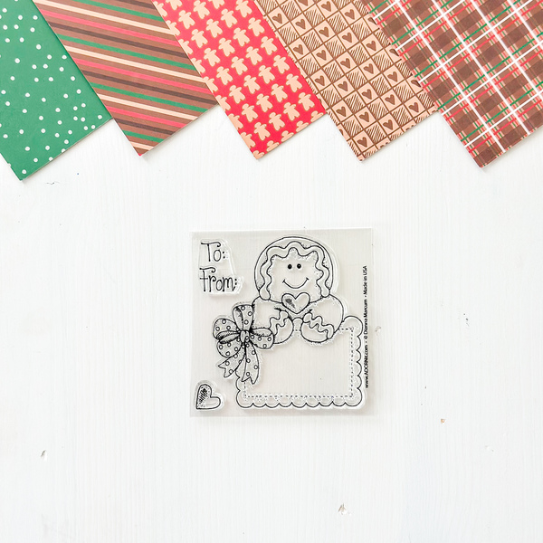 Gingerbread Gift Tag Stamp 4x4