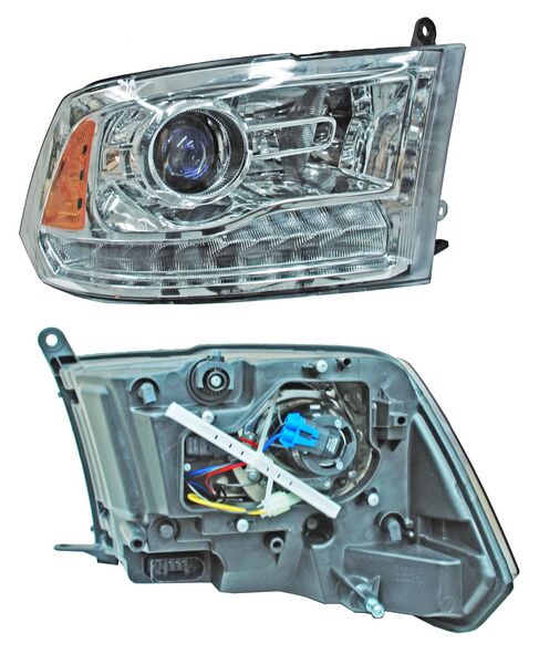 Faro Dodge Pu 2013 2014 2015 Fondo Cromado C/Luz De Dia DERECHO (LADO COPILOTO) código 20-9391-00-1N
