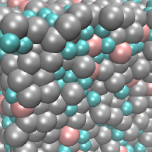 Atomic simulation of a 4 component metallic glass
