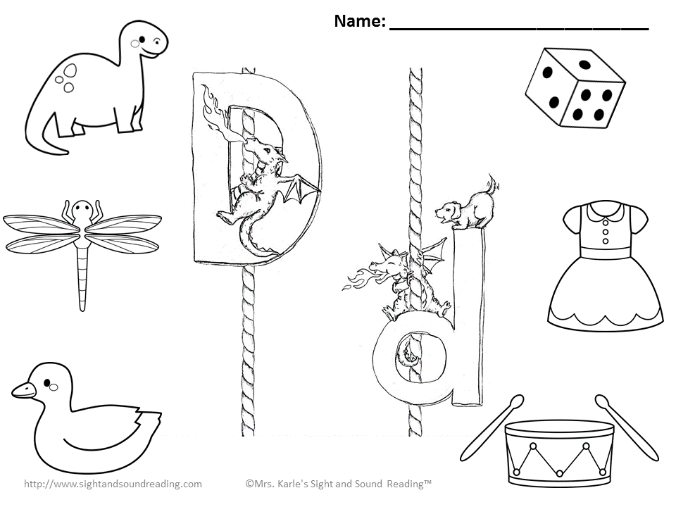 Letter D Coloring Pages – Mrs. Karle's Sight and Sound Reading