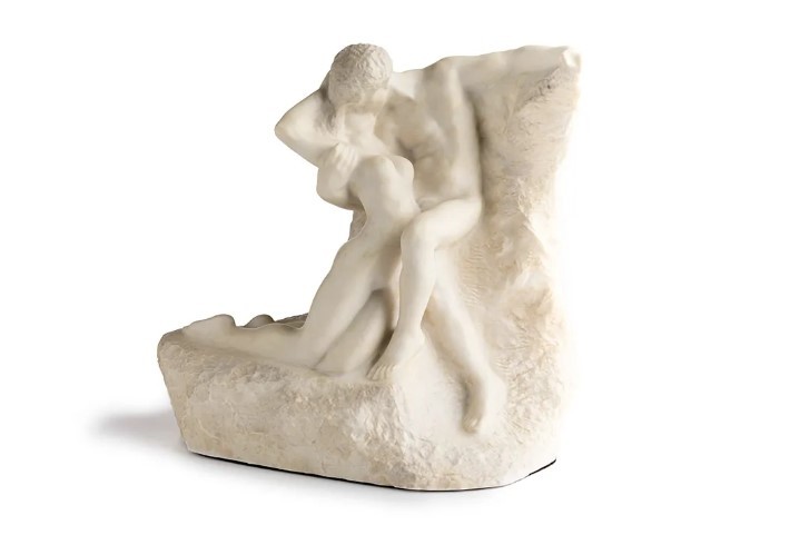 Image is a screenshot from The Met store, featuring a replica of Rodin's sculpture, Eternal Spring