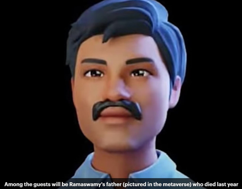 Image credit Daily Mail, graphic shows the bride's father as he appears in the metaverse