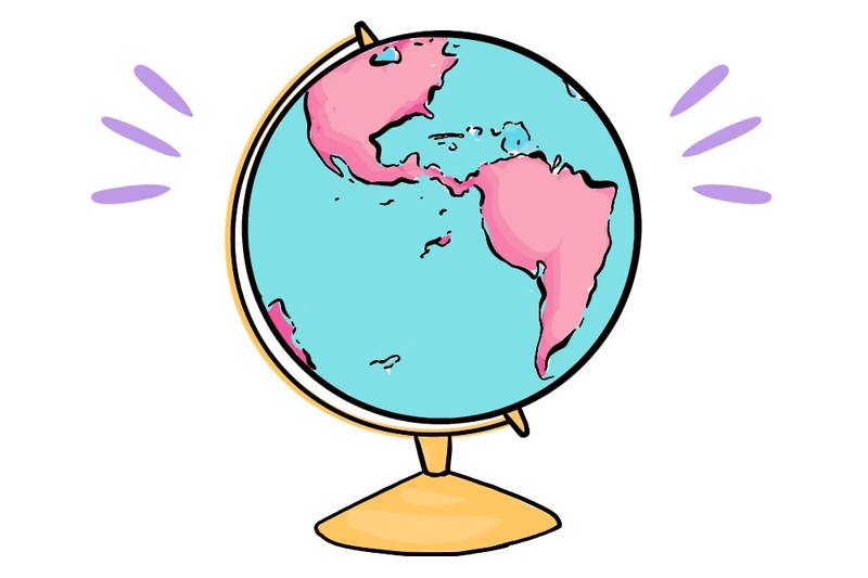 illustration of a globe, to plan a destination elopement