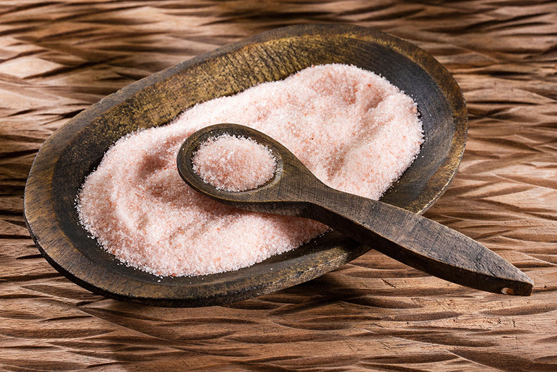 A ceremonial bowl of Himalayan pink salt 