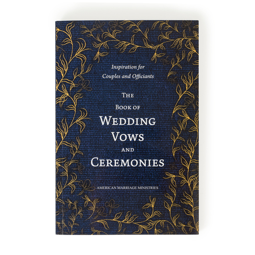 Product photo shows the front cover of American Marriage Ministries' best selling book of wedding vows and wedding ceremony scripts