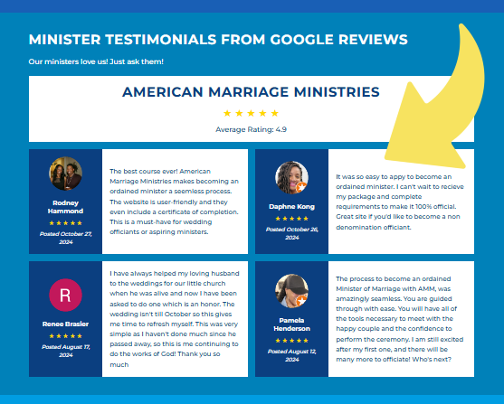 Screenshot of the AMM homepage and recent Google Reviews