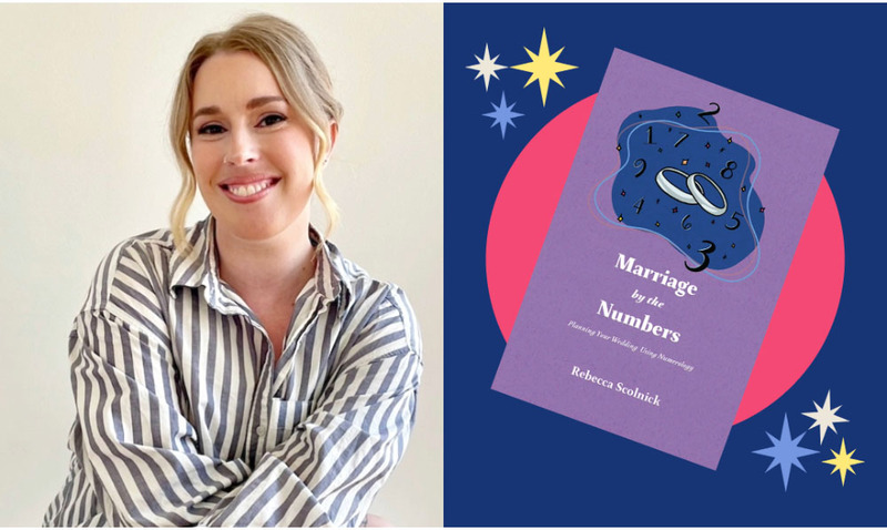 Left, author Rebecca Bee Scolnick, right, the cover of Marriage by the Numbers: Planning Your Wedding Using Numerology