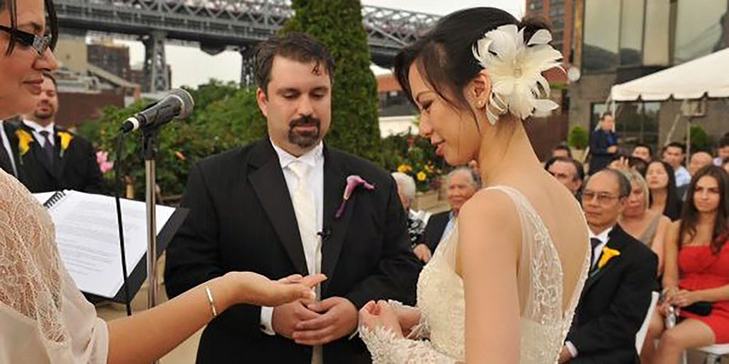 Multicultural wedding outside 