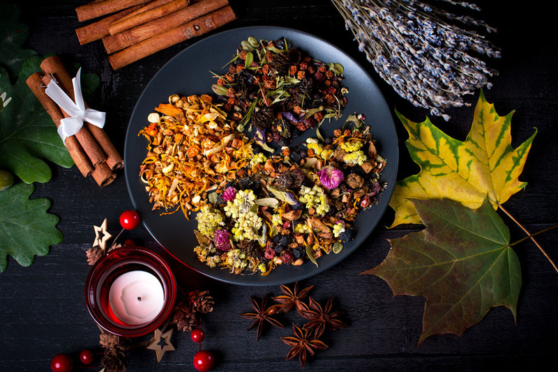 a collection of fall herbs used for weddng magic