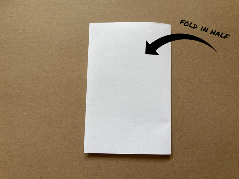 how to fold a zine, fold paper in half hamburger style