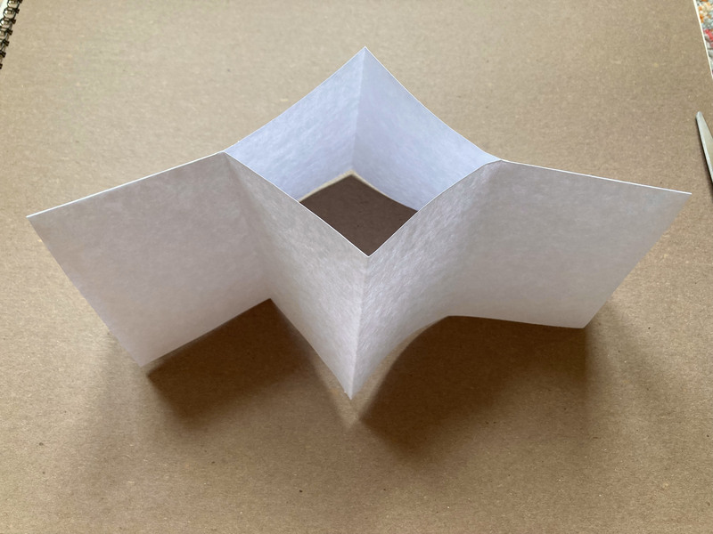 how to fold a zine, push sides together