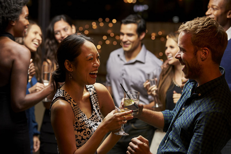 Friends having fun at a prenup party