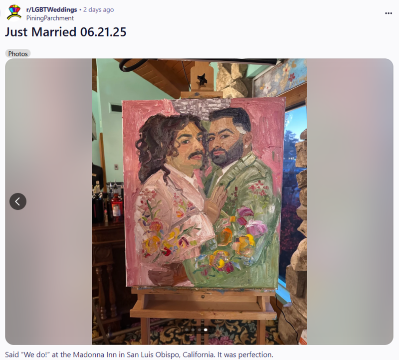 Screenshot from a Reddit post, showing painting done during the reception