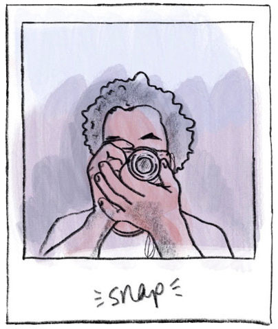 Illustration, a wedding photographer snaps a photo of an elopement