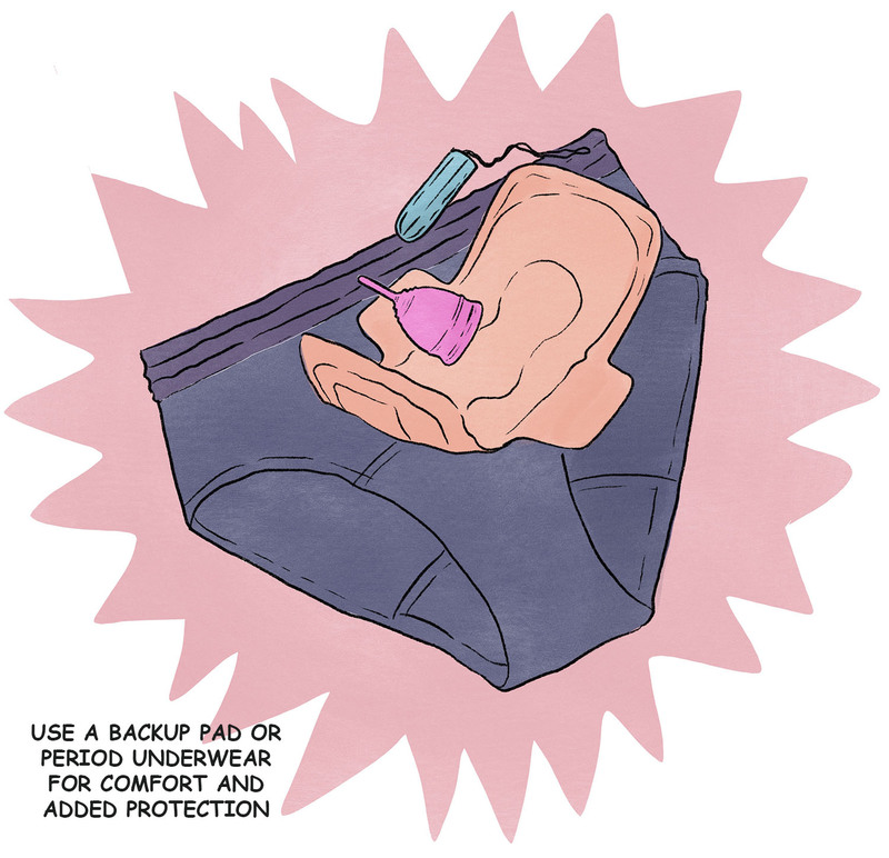 Illustrated graphic showing various menstrual products for wedding