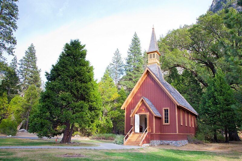 Yosemite Valley chapel on a sunny day