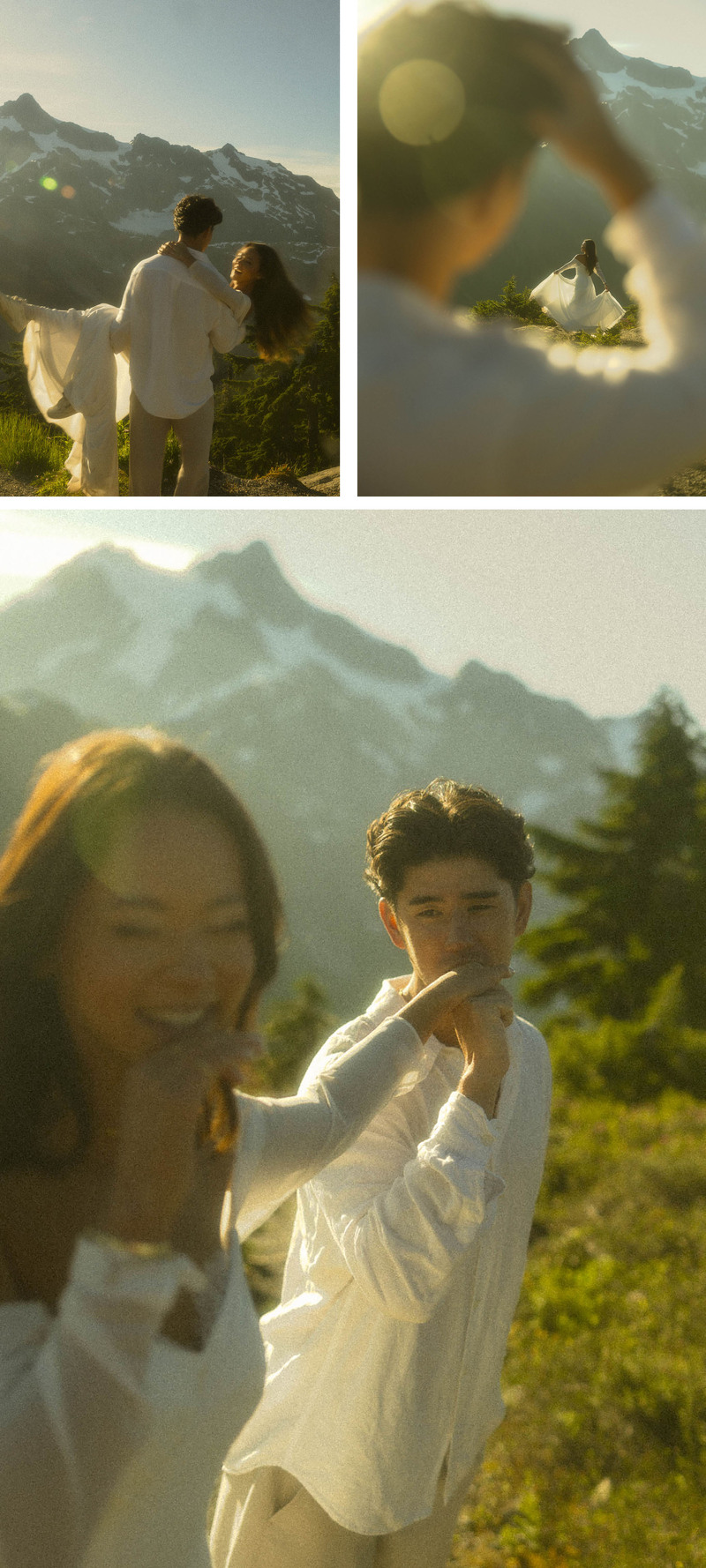 3 photos of gen Z adventure wedding in Washington