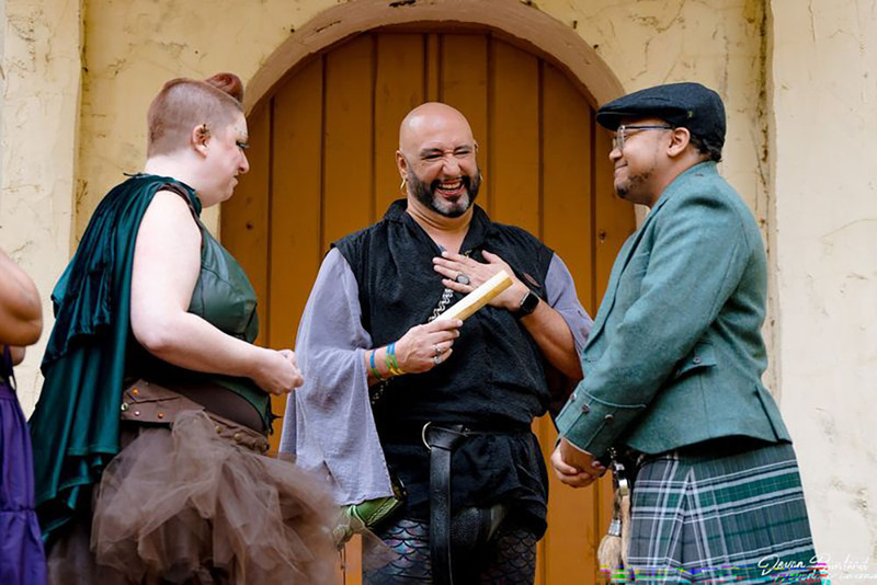 Wedding ceremony with a happy couple and wedding officiant in Maryland