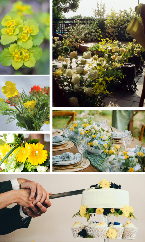 Yellow and green wedding flowers