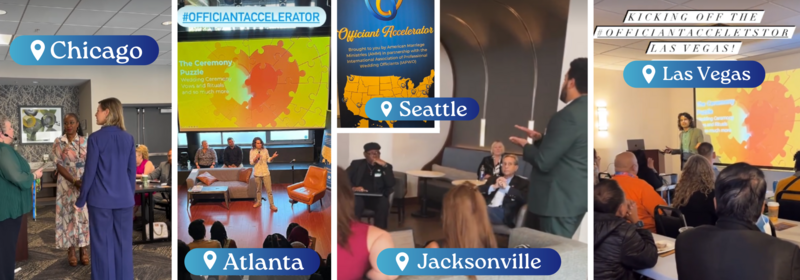 Collage of images from Officiant Accelerators in 5 cities
