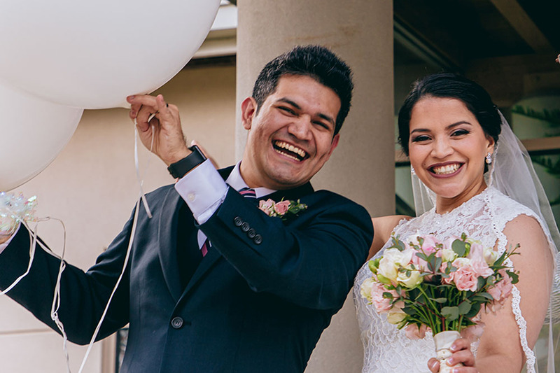 Bride and groom wedding day