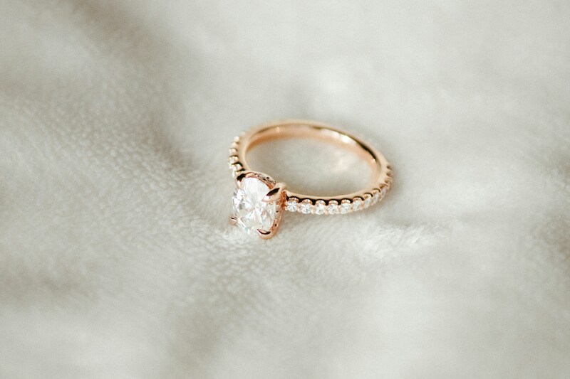 custom made rose gold engagement ring with eternity band