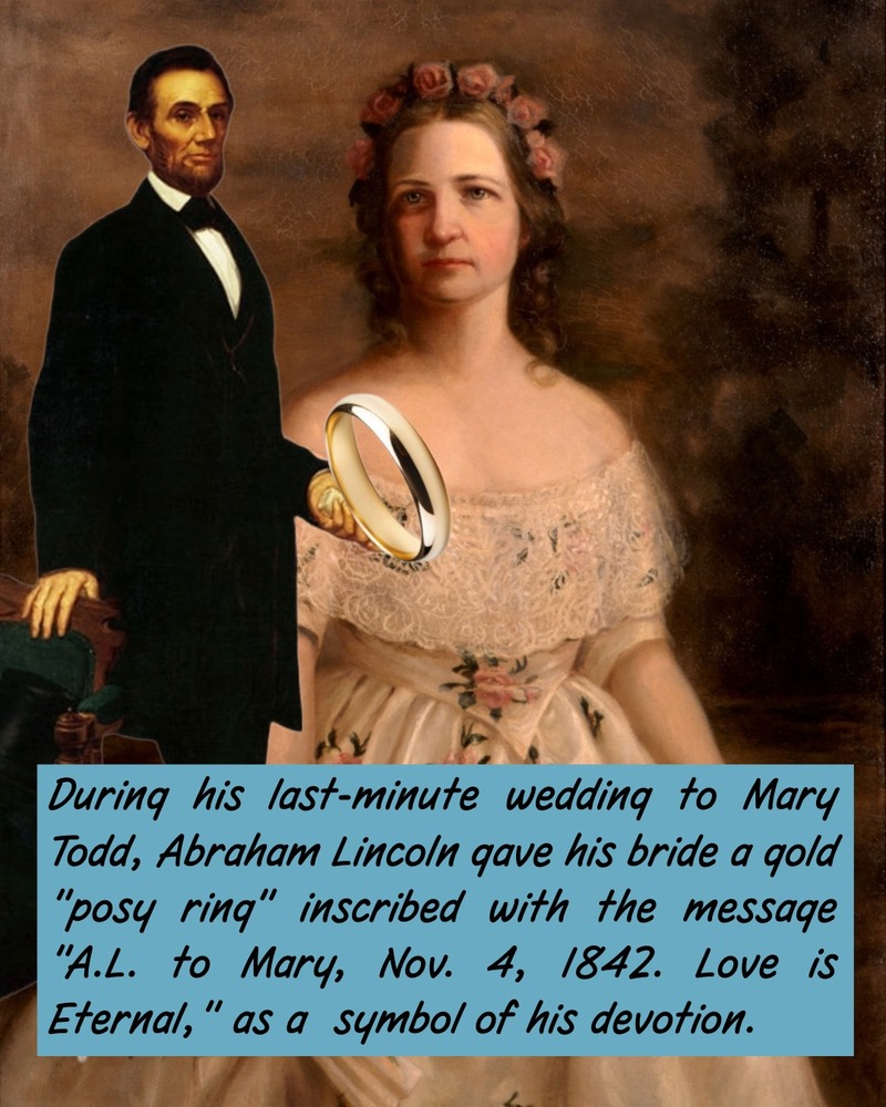 collage art of Abraham Lincoln and a portrait of Mary Todd