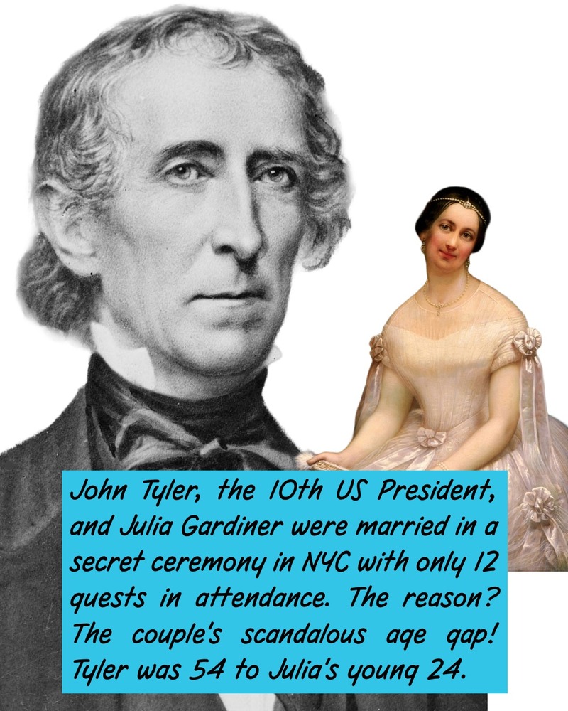 President John Tyler and portrait of Julia Gardiner collage