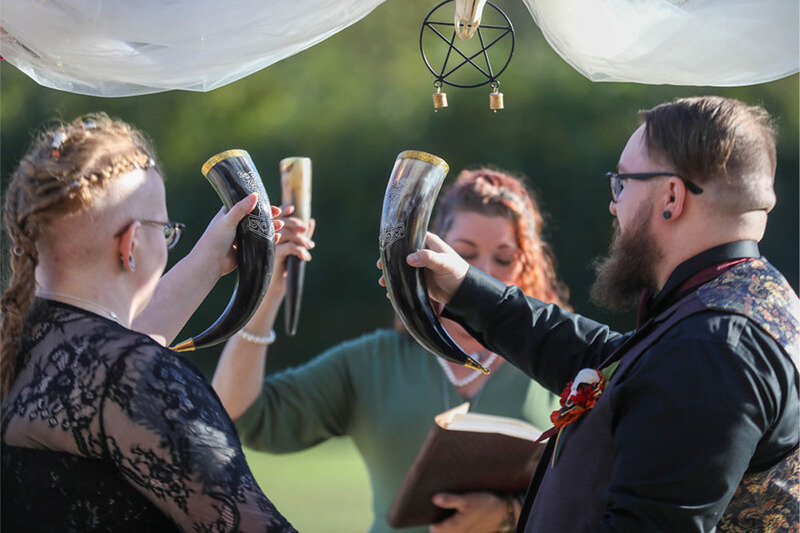 pagan wedding toast with drinking horns