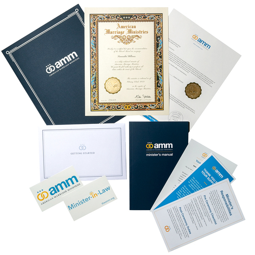 product photo of the items included in the AMM Minister Ordination Package