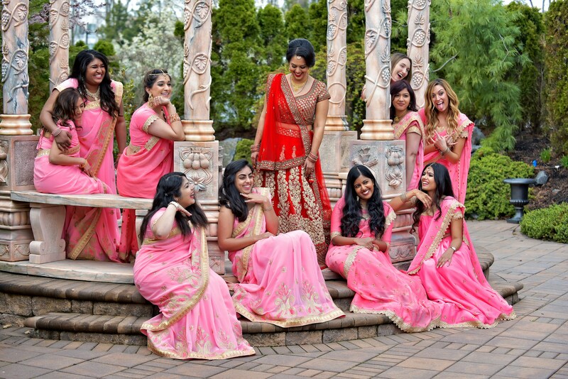 indian wedding party, bridesmaids